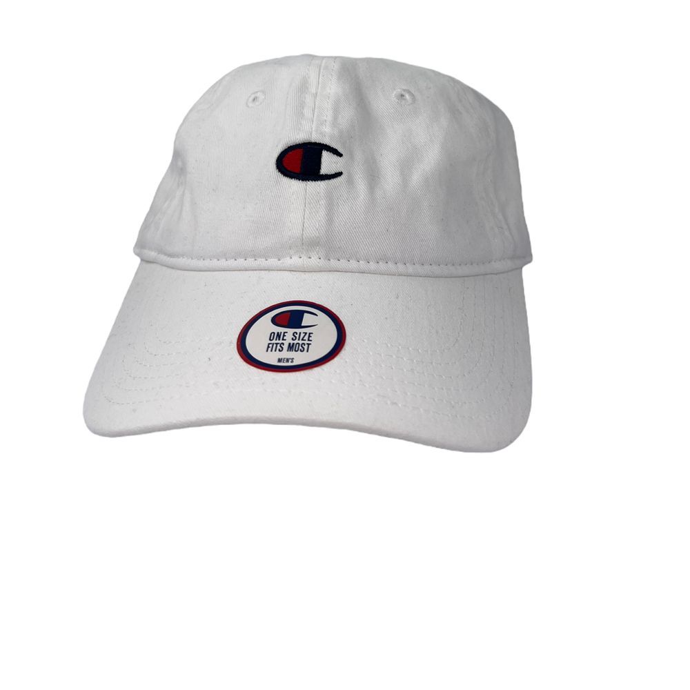 Champion Hat Twill White Strapback Logo Embroidery‎ Cap New One Size
